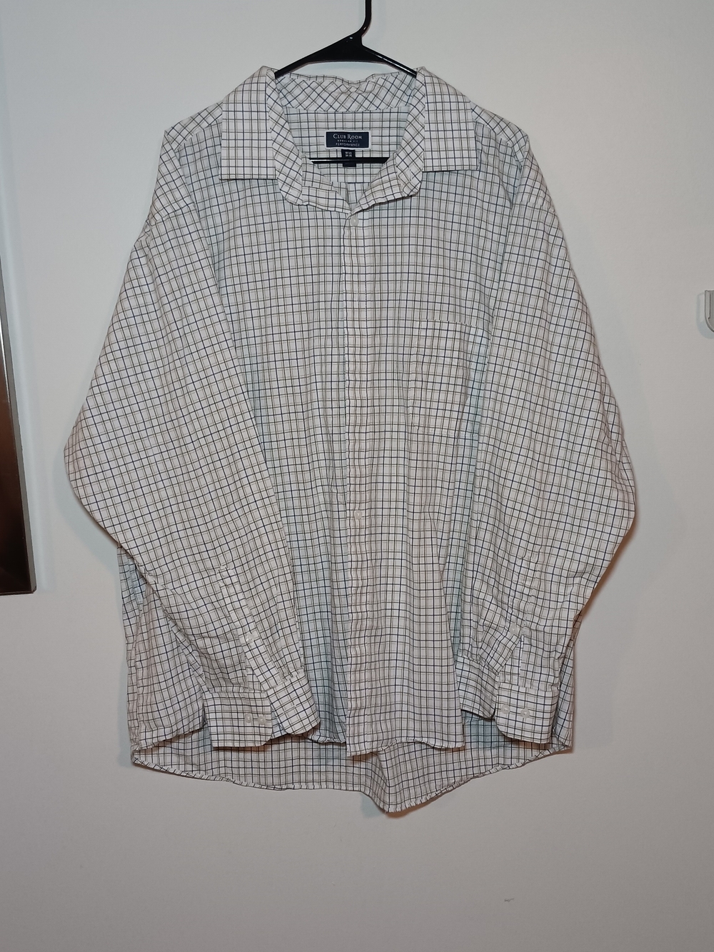 Club Room White and Gray Windowpane Dress Shirt